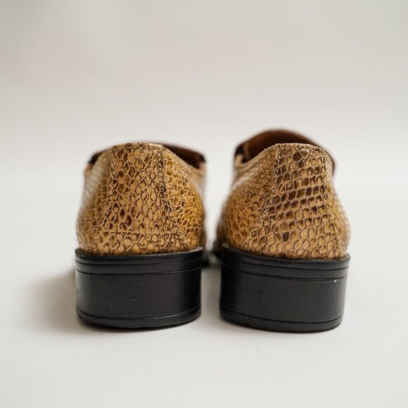 Vintage Kevin Shoes Alligator Square Toe Western Loafers - Picture 3 of 9